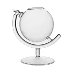 Vetrina di oggetti scientifici in vetro, con globi e strumenti di laboratorio, perfetta come decorazione scientifica elegante e originale.