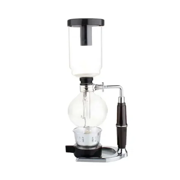 Vetrino di distillazione in laboratorio con rubinetto e becher, utilizzato per esperimenti chimici e distillazioni. Strumento scientifico essenziale per laboratori di ricerca e didattica.