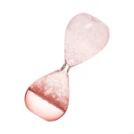 Pendente a forma di clessidra in vetro rosa trasparente, decorativo e originale, perfetto come oggetto scientifico o decorativo per appassionati di scienza e design.