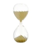 Clessidra decorativa con sabbia color oro, simbolo di tempo e pazienza, perfetta come oggetto di decorazione scientifica e da scrivania.