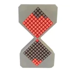 Orologio a Sabbia luminoso con quadranti LED rossi e neri, design moderno e innovativo, perfetto come decorazione scientifica e oggetto di interesse per appassionati di scienza.