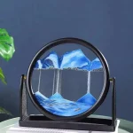 Cristallo decorativo con montagne e cascate in cornice circolare, perfetto come oggetto decorativo scientifico.