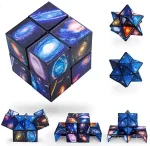 Oggetto decorativo a forma di cubo stellare con immagini di galassie e stelle, perfetto come oggetto scientifico e decorativo per appassionati di astronomia.