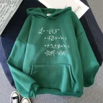 Piumino verde con stampa di equazioni matematiche e fisiche, ideale per appassionati di scienza e moda. Perfetto come decorazione o capo di abbigliamento originale.