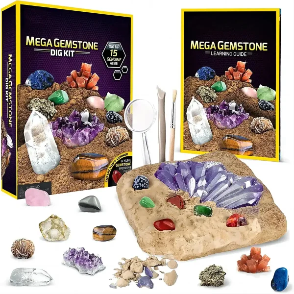 Kit di scavi di pietre preziose e minerali per bambini.