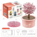 Albero di cristallo rosa in vaso decorativo, perfetto come oggetto scientifico e decorativo, con base in plastica e cristalli trasparenti che imitano un albero magico.