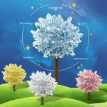 Decorazione cristallo ispirata alla scienza, simbolo di innovazione e creatività, rappresenta le connessioni tra scienza, arte e tecnologia in un design elegante e moderno.