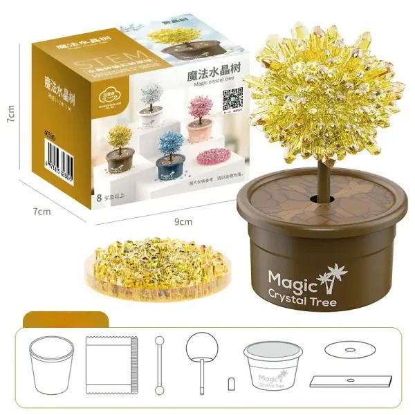 Albero di cristallo magico in vaso decorativo, perfetto per decorazioni scientifiche e ambienti educativi.