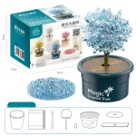 Albero di cristallo magico in vaso, decorazione scientifica con cristalli trasparenti e colorati, perfetto come oggetto decorativo e regalo originale.