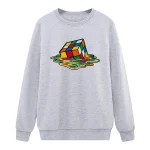 Felpa con stampa del Cubo di Rubik che si scioglie in un'onda colorata.