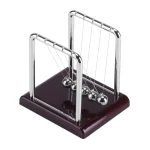 Péndulo di Newton in metallo e legno, strumento scientifico per dimostrazioni di fisica, decorazione da scrivania o laboratorio.