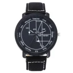 Orologio con funzioni matematiche e trigonometriche, quadrante nero con numeri e formule, cinturino in pelle nera, ideale per appassionati di scienza e matematica.