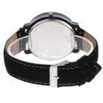 Orologio da polso con cinturino in pelle nera e cassa in acciaio inox, perfetto come decorazione scientifica o oggetto da collezione, combinando stile e funzionalità.