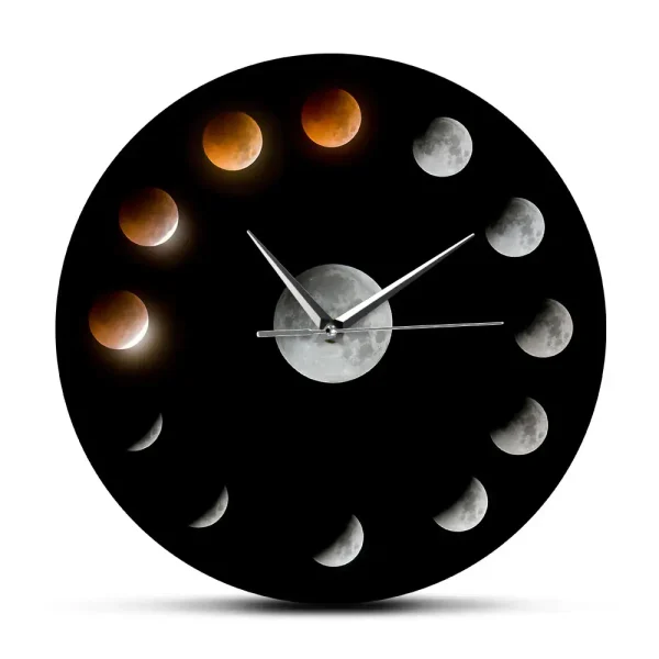 Orologio decorativo con fasi lunari, mostra le diverse fasi della luna in un design elegante e moderno, perfetto come decorazione scientifica per la casa o l'ufficio.