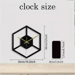 Orologio da parete con design geometrico 3D, cornice nera e dettagli dorati, perfetto come decorazione originale e funzionale per ambienti moderni e minimalisti.