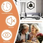 Orologio da parete decorativo con design geometrico 3D, perfetto per arredare soggiorni e camere con stile moderno e originale.