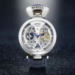 Orologio da tasca con design meccanico visibile, dettagli intricati e movimento automatico, perfetto come decorazione scientifica o oggetto da collezione.