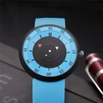 Orologio da polso con quadrante ispirato a strumenti scientifici, con dettagli colorati e stile moderno, ideale per appassionati di scienza e decorazioni originali.