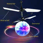 Drone con sfera luminosa, pale e bilanciamento, ideale come decorazione scientifica o oggetto educativo.