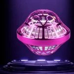 Modello futuristico in neon rosa con struttura geometrica a cupola, perfetto come decorazione scientifica moderna e originale.