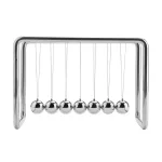 Péndolo di Newton in acciaio inox, esempio di oggetto scientifico decorativo, perfetto per studi e decorazioni da laboratorio o casa.