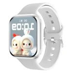 Orologio smart con schermo digitale e personaggi di coniglietti adorabili, ideale come gadget tecnologico e decorazione originale per ambienti moderni.