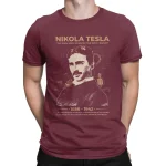Maglietta con immagine di Nikola Tesla e citazione ispiratrice, perfetta per appassionati di scienza e tecnologia.
