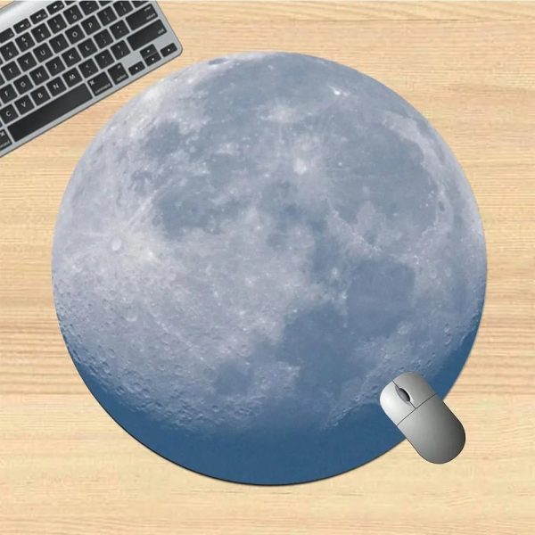 Tavola rotonda decorativa a forma di luna, perfetta come oggetto scientifico o decorativo per appassionati di astronomia e scienza.