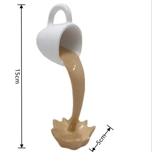 Tazza bianca con liquido colorato che scorre, oggetto decorativo scientifico, altezza 15 cm, perfetto per decorazioni educative e da laboratorio.