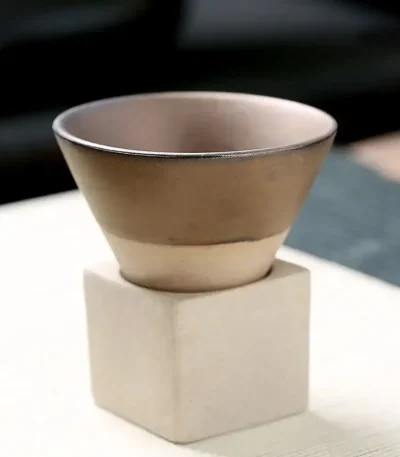 Piatto di terracotta con base in cemento, ideale come decorazione scientifica o oggetto da collezione, perfetto per ambienti educativi o di design.