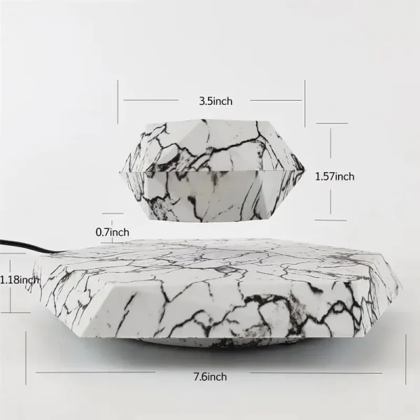 Decorativa pietra in stile marmo con dimensioni dettagliate, perfetta per decorazioni scientifiche e oggetti di design.