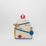Zaino per bambini con decorazioni spaziali, pianeta Marte, Terra, e costellazioni, ideale per appassionati di scienza e astronomia.