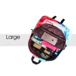 Zaino spaziale grande con tasche multiple, accessori scientifici e decorazioni astratte, ideale per appassionati di scienza e decorazioni originali.