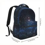 Zaino con stampa a tema galassia, perfetto per studenti e appassionati di astronomia, con dimensioni di 29x20x40 cm, resistente e spazioso.