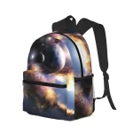 Zaino con stampa di spazio, pianeti e galassie, ideale per appassionati di astronomia e decorazioni scientifiche, perfetto per scuola, viaggio o uso quotidiano.