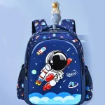 Zaino per bambini con design spaziale, astronauta e pianeti, ideale per scuola e tempo libero, colorato e resistente.