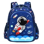 Zaino per bambini con design spaziale, astronauta e pianeti, ideale per scuola e tempo libero, colorato e resistente.