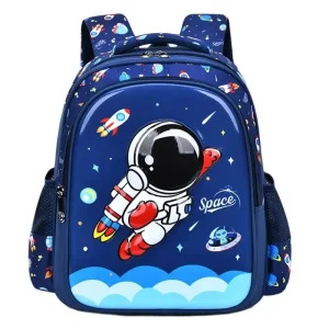 Zaino per bambini con design spaziale, astronauta e pianeti, ideale per scuola e tempo libero, colorato e resistente.