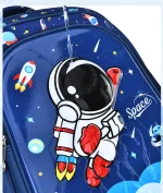 Zaino spaziale con astronauta e razzi, ideale per bambini, decorato con stelle e pianeti, perfetto per scuola o tempo libero, ispirato allo spazio e all'esplorazione.