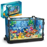 Vasca di pesci giocattolo con decorazioni scientifiche, ideale per stimolare l'apprendimento e il divertimento dei bambini. Include pesci colorati, piante e accessori per un ambiente acquatico realist.