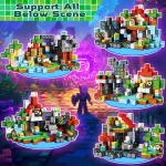 Oggetti scientifici in stile pixel art con supporto A11, decorazioni creative per ambienti educativi e scientifici, ispirate a mondi digitali e pixelati.