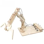 Braccio robotico in legno con serbatoio e tubi, perfetto per progetti educativi e decorazioni scientifiche. Strumento didattico che simula un vero robot industriale, ideale per stimolare l'interesse p.