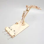 Oggetto scientifico in legno con tubi e braccio meccanico, ideale come decorazione o modello didattico. Perfetto per appassionati di scienza e educatori.