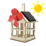 Modello di pannello solare con mulino a vento in miniatura, decorazione scientifica educativa, perfetta per progetti di energia rinnovabile e decorazioni didattiche.