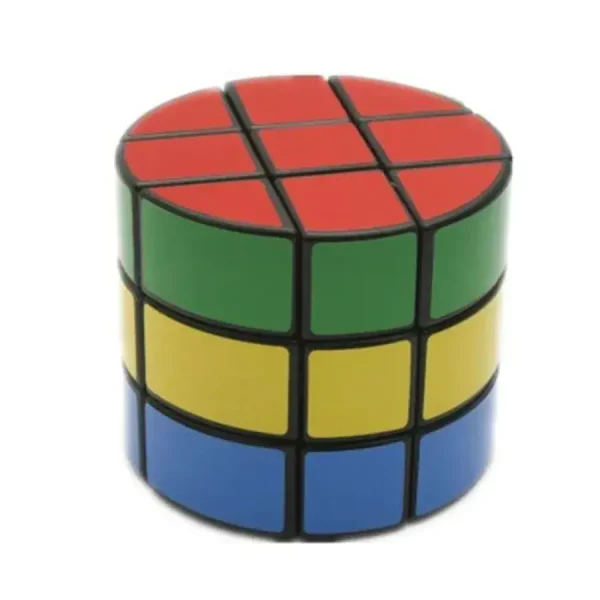 Puzzle cilindrico colorato con facce di diversi colori, ideale come decorazione scientifica o oggetto da collezione.