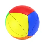 Pallone da spiaggia colorato con sezioni rosse, blu, gialle e verdi, ideale per giochi estivi e attività all'aperto.