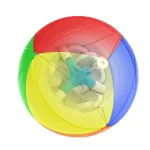 Pallone gonfiabile trasparente con oggetti scientifici colorati all'interno, ideale come decorazione educativa e scientifica.