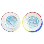 Puzzle scientifico con pezzi colorati blu, bianco, giallo, verde e rosso, ideali per attività educative e giochi didattici.