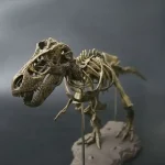 Modello di scheletro di T-Rex fossile, esposto come oggetto decorativo scientifico, ideale per appassionati di paleontologia e decorazioni a tema preistorico.