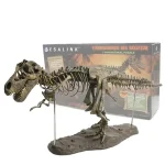 T-Rex scheletro in plastica 3D, modello di dinosauro da montare, perfetto come decorazione scientifica o oggetto da collezione, con dettagli realistici e base stabile.